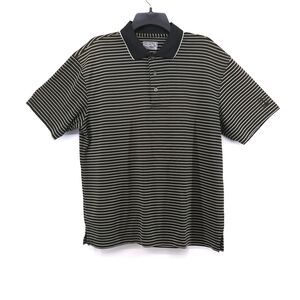 Champions Tour Polo Shirt Mens Large Black Striped Collared Short Sleeve Golf
